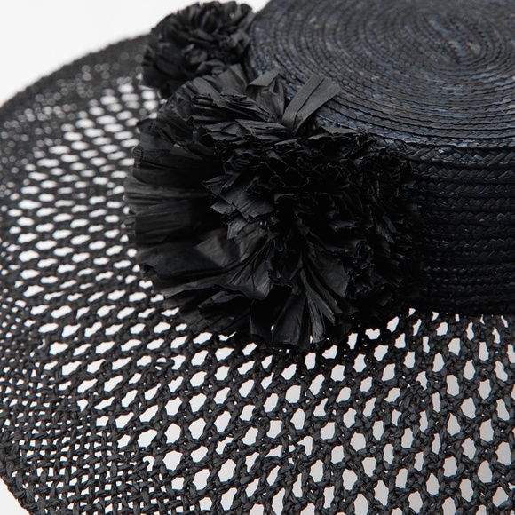 Zara limited edition floral raffia picture hat